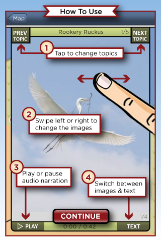 Slow Life Games Baylands Tour App Image of the How To Use Screen
